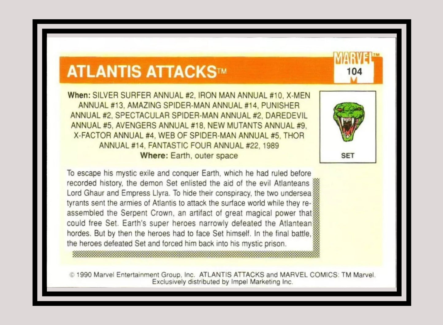 Marvel! 1x Atlantis Attacks - Base (#104 - 1990 Impel Marvel Universe Series I)