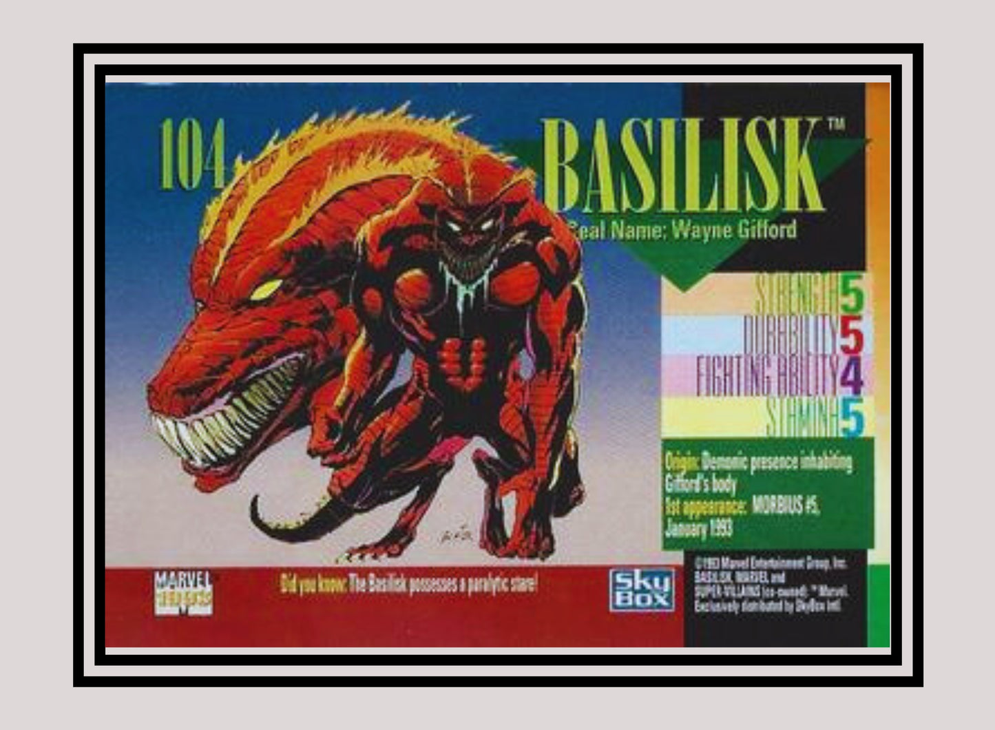 Marvel! 1x Basilisk - Base (#104 - 1993 Skybox Marvel Universe Series 4)