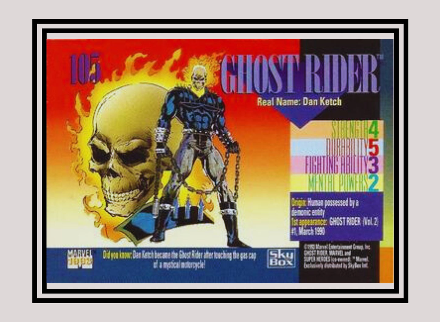 Marvel! 1x Ghost Rider - Base (#105 - 1993 Skybox Marvel Universe Series 4)