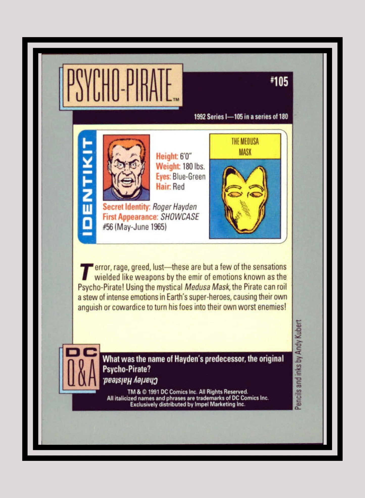 DC! 1x Psycho-Pirate - Base (#105 - 1991 Impel DC Cosmic Cards)