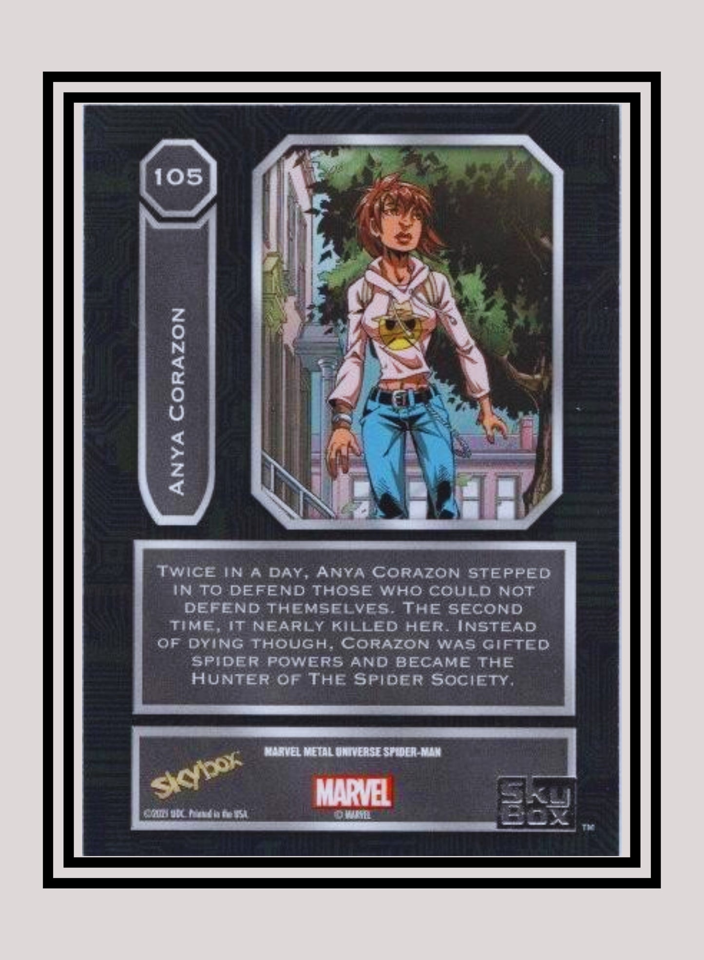 Marvel! 1x Anya Corazon - Base High Series (#105 - 2021 Upper Deck Spiderman Metal Universe)