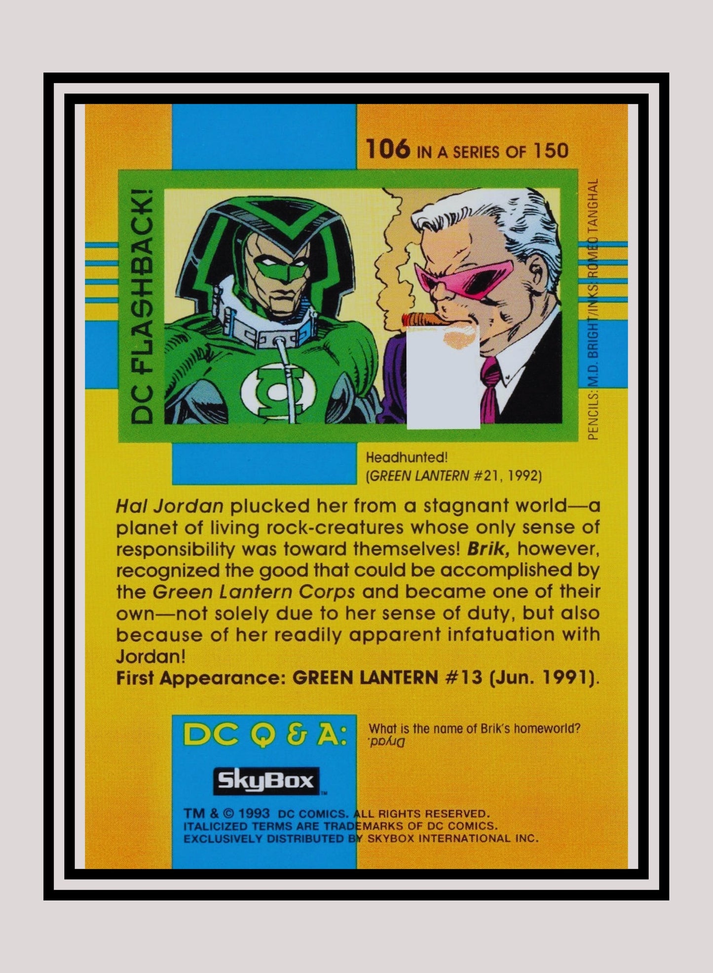 DC! 1x Brik - Base (#106 - 1993 Skybox DC Cosmic Teams)