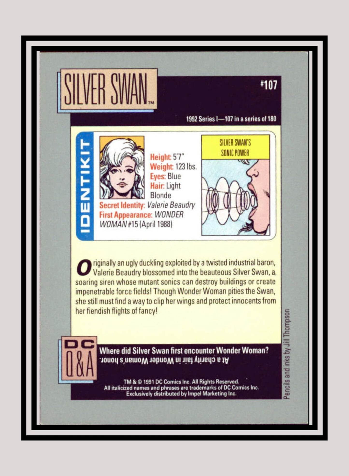 DC! 1x Silver Swan - Base (#107 - 1991 Impel DC Cosmic Cards)