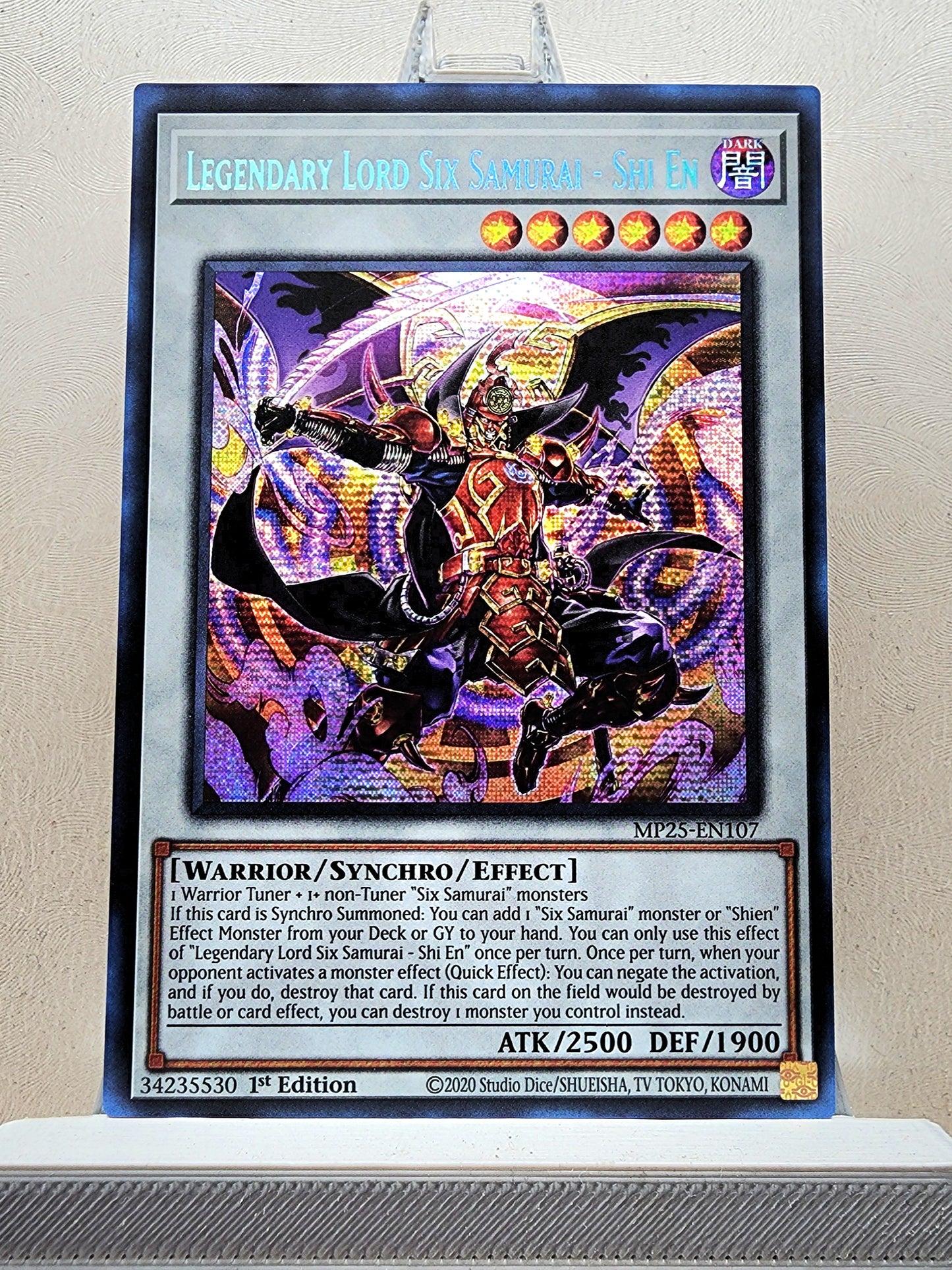 Yugioh! 1x Legendary Lord Six Samurai - Shi En (MP25 - Prismatic Secret Rare) 1st Edition