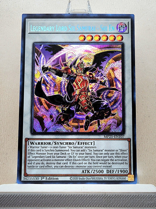 Yugioh! 1x Legendary Lord Six Samurai - Shi En (MP25 - Prismatic Secret Rare) 1st Edition