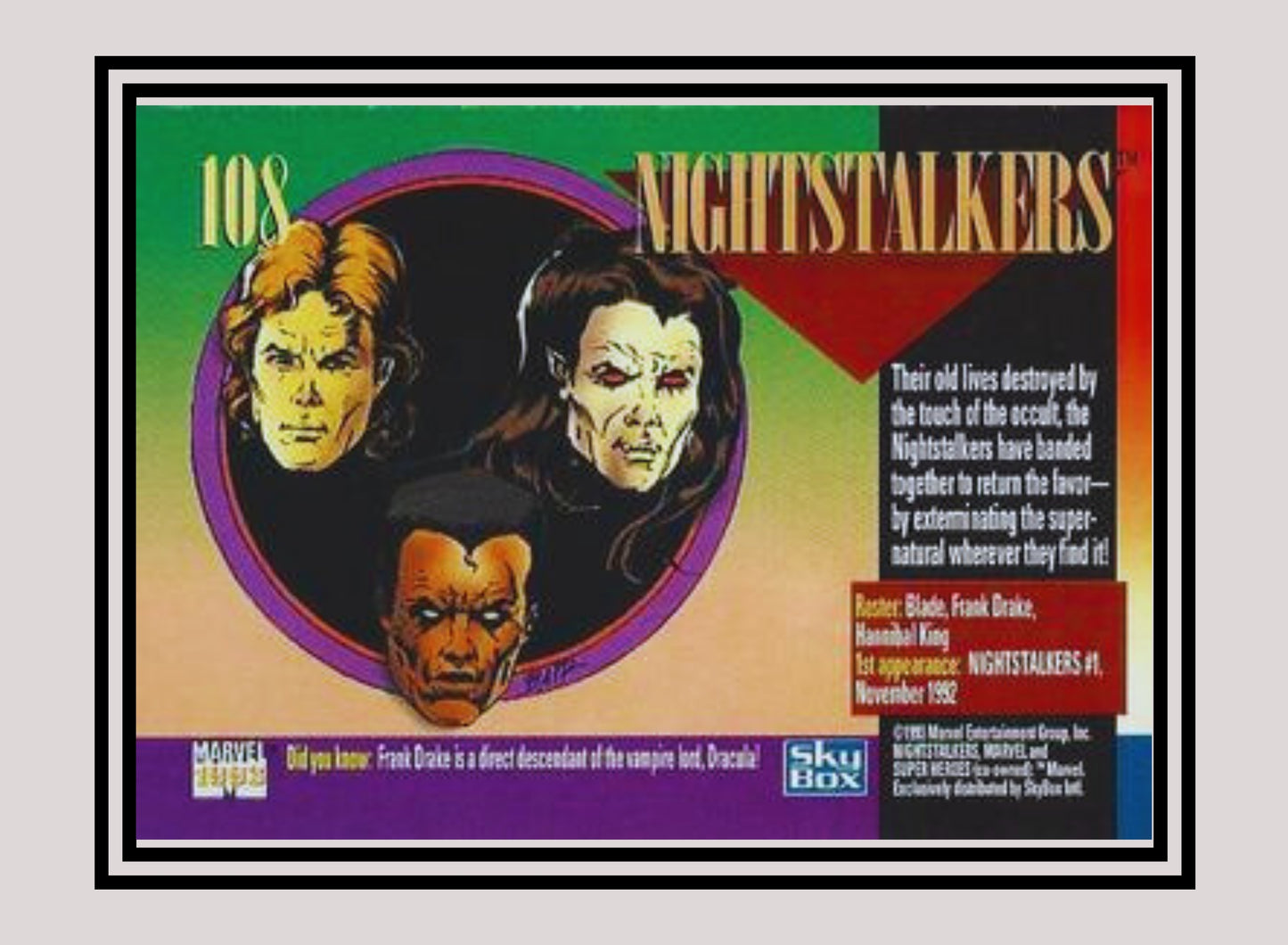 Marvel! 1x Nightstalkers - Base (#108 - 1993 Skybox Marvel Universe Series 4)