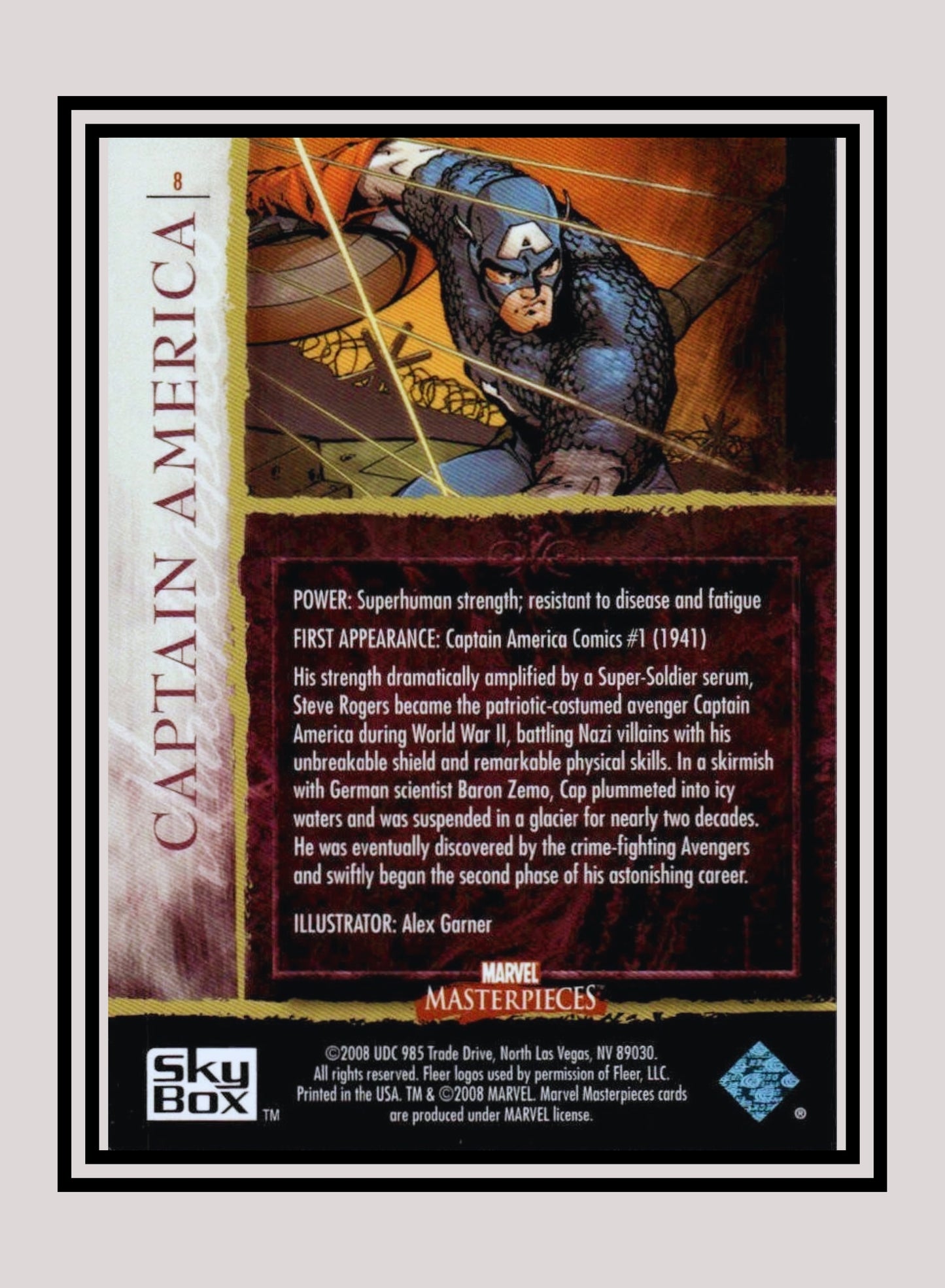 Marvel! 1x Captain America - Base (#08 - 2008 Upper Deck Marvel Masterpieces Series 2)