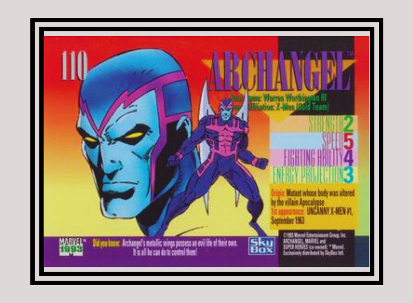 Marvel! 1x Archangel - Base (#110 - 1993 Skybox Marvel Universe Series 4)