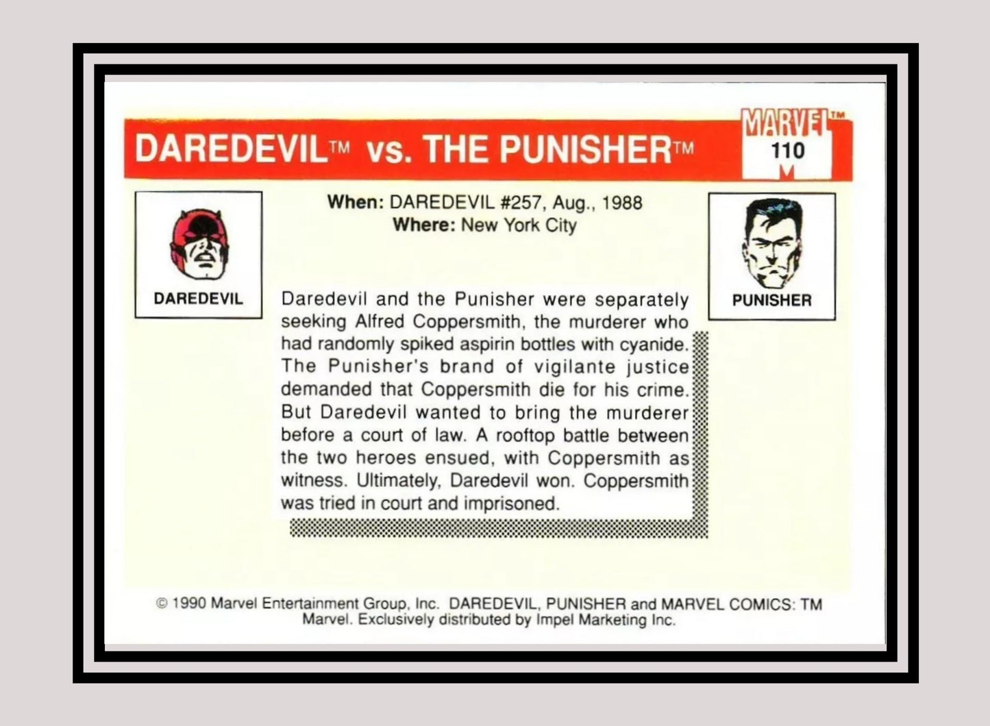 Marvel! 1x Daredevil vs. Punisher - Base (#110 - 1990 Impel Marvel Universe Series I)