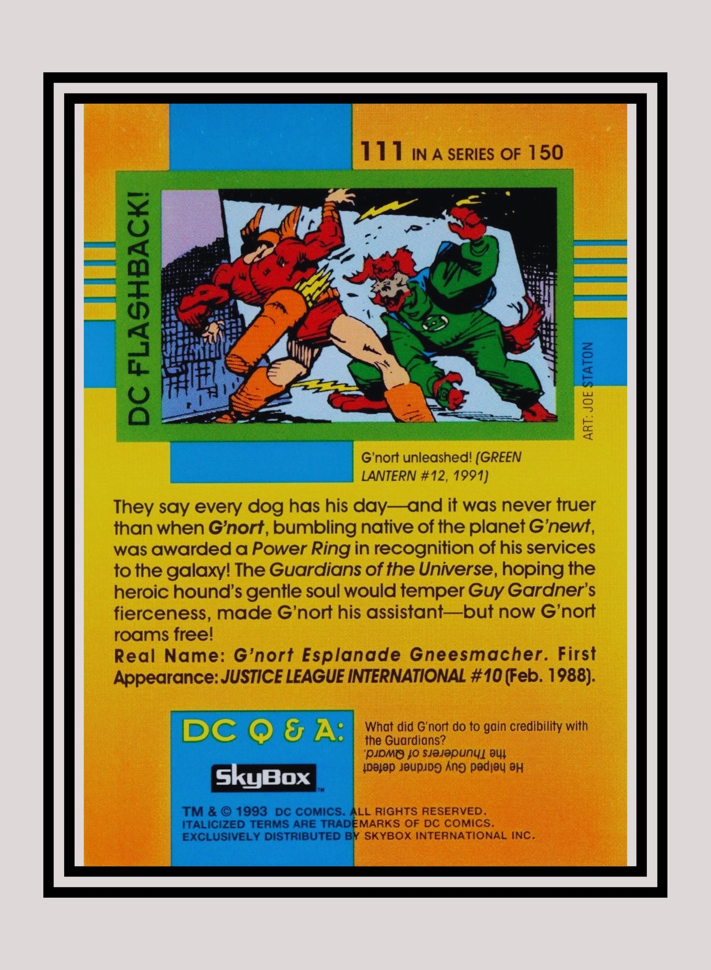 DC! 1x G'Nort - Base (#111 - 1993 Skybox DC Cosmic Teams)