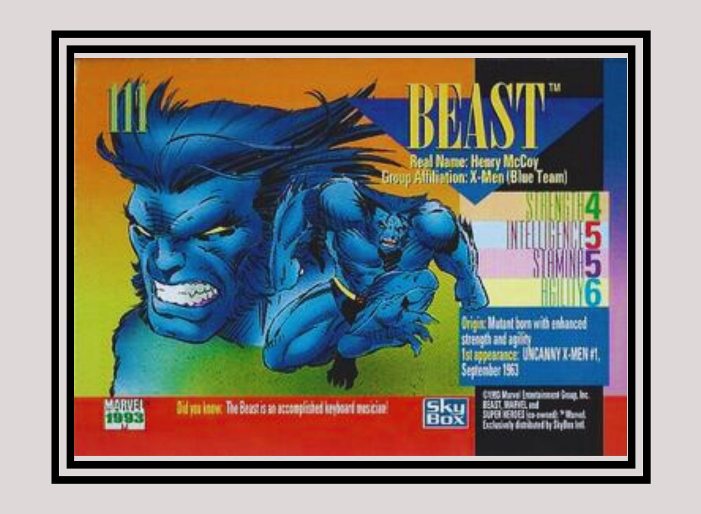 Marvel! 1x Beast - Base (#111 - 1993 Skybox Marvel Universe Series 4)