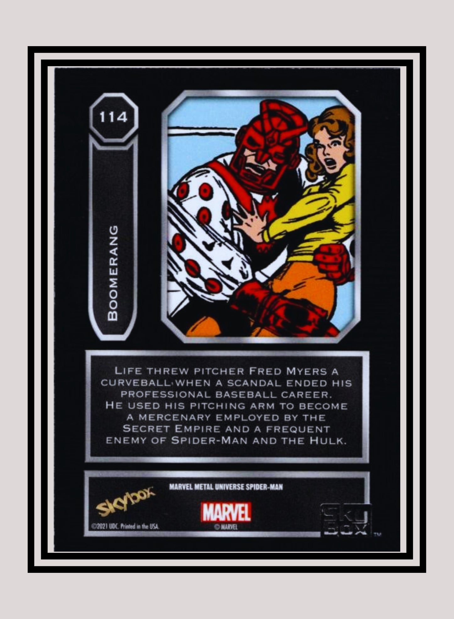 Marvel! 1x Boomerang - Base High Series (#114 - 2021 Upper Deck Spiderman Metal Universe)