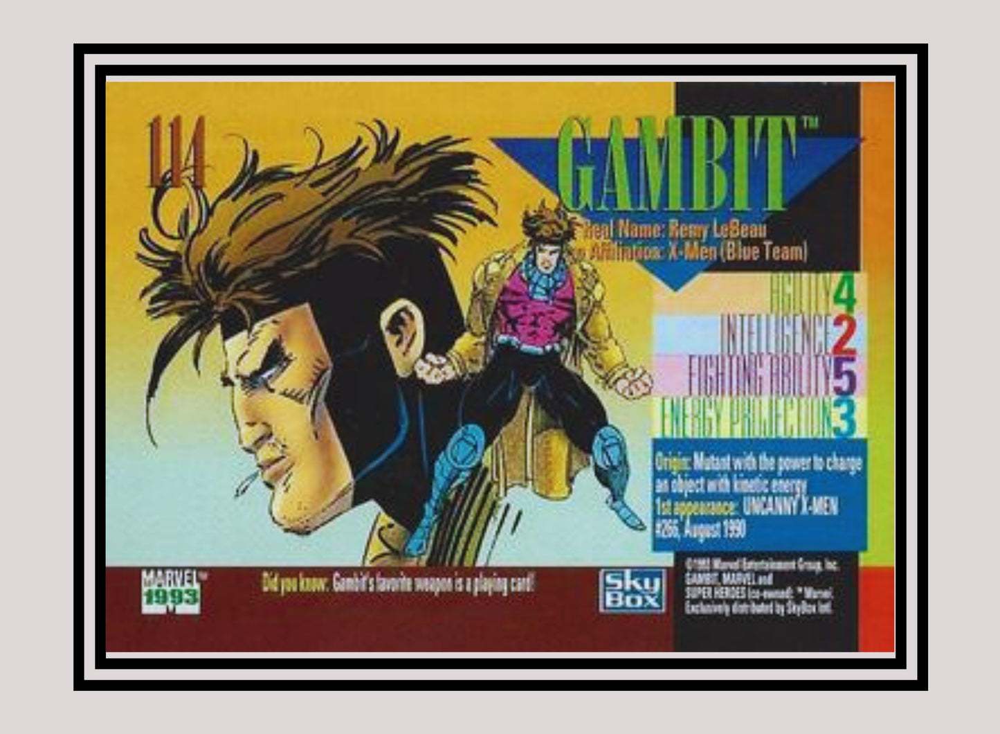 Marvel! 1x Gambit - Base (#114 - 1993 Skybox Marvel Universe Series 4)