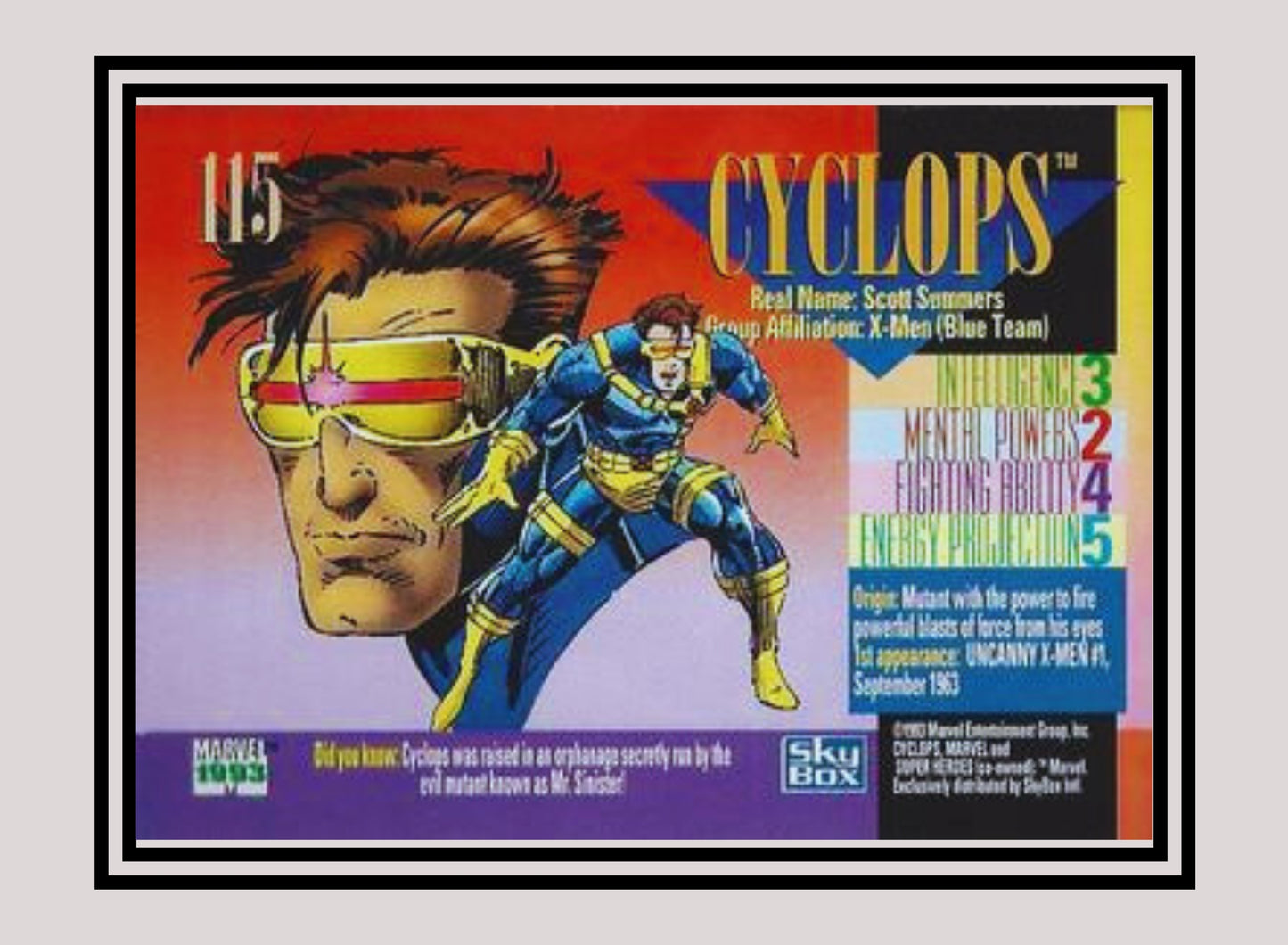 Marvel! 1x Cyclops - Base (#115 - 1993 Skybox Marvel Universe Series 4)