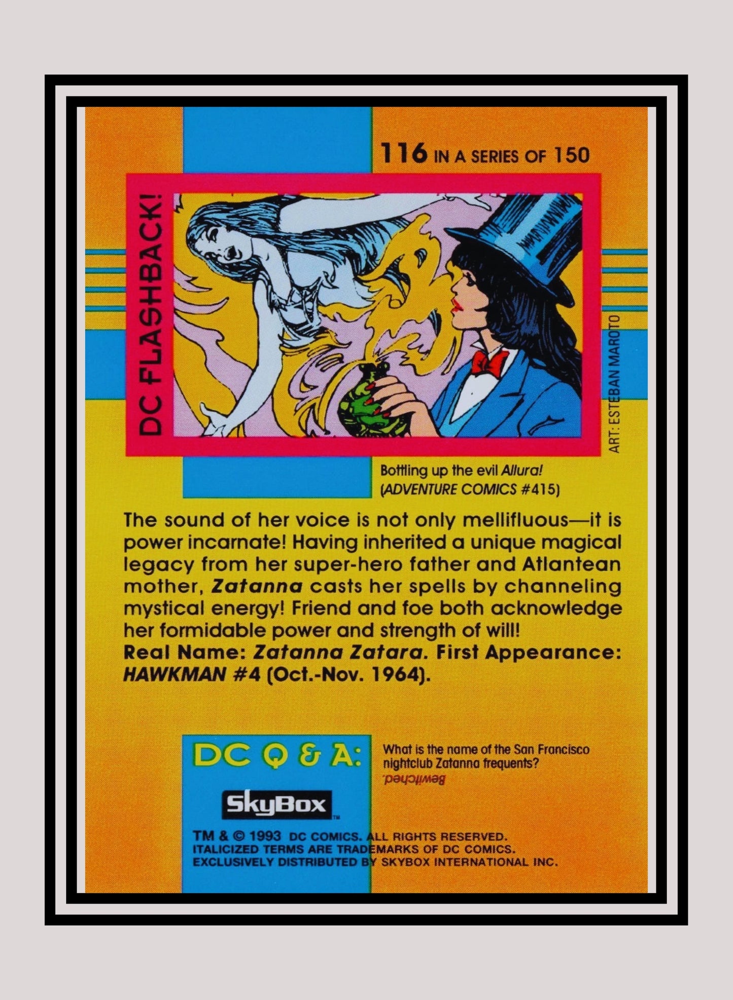 DC! 1x Zatanna - Base (#116 - 1993 Skybox DC Cosmic Teams)