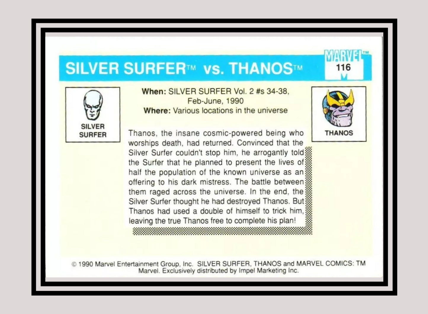 Marvel! 1x Silver Surfer vs. Thanos - Base (#116 - 1990 Impel Marvel Universe Series I)