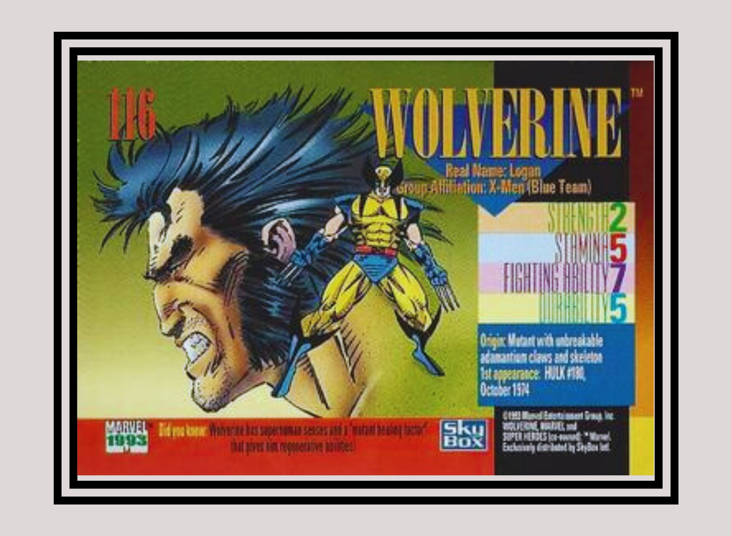 Marvel! 1x Wolverine - Base (#116 - 1993 Skybox Marvel Universe Series 4)