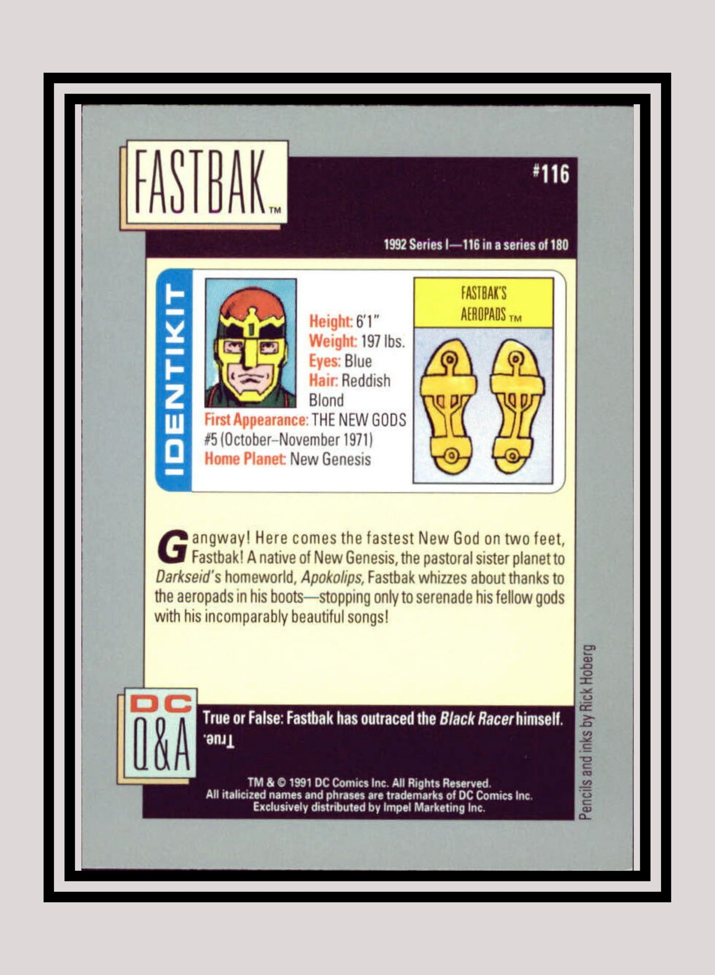DC! 1x Fastbak - Base (#116 - 1991 Impel DC Cosmic Cards)