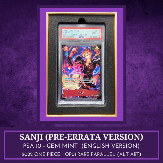 One Piece English! 1x Sanji Pre Errata Version PSA 10 (OP01-013 - Rare Parallel)