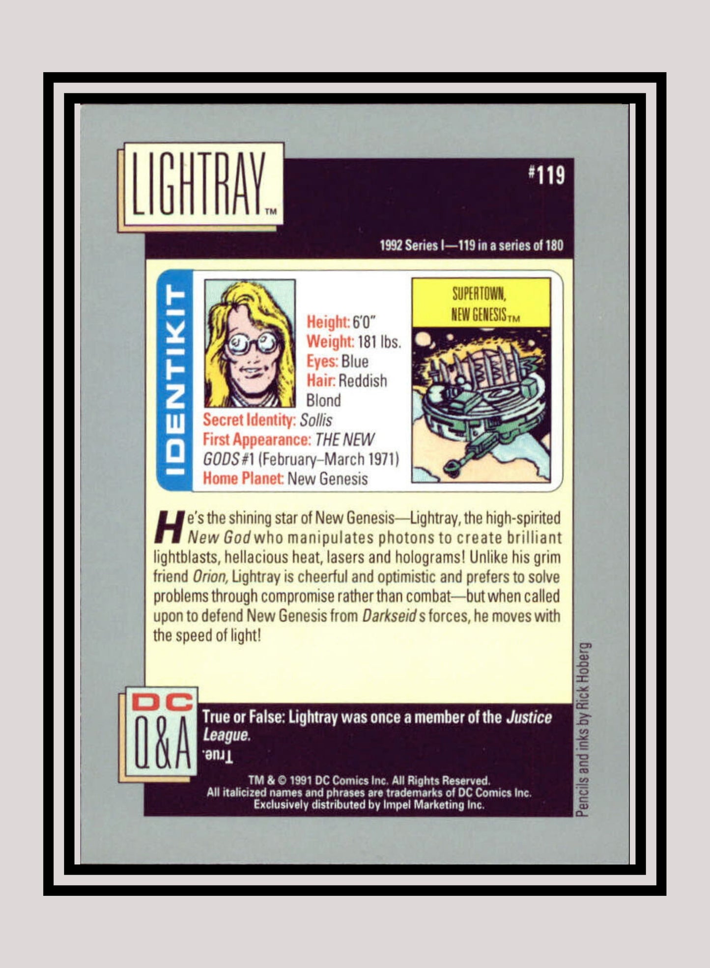 DC! 1x Lightray - Base (#119 - 1991 Impel DC Cosmic Cards)