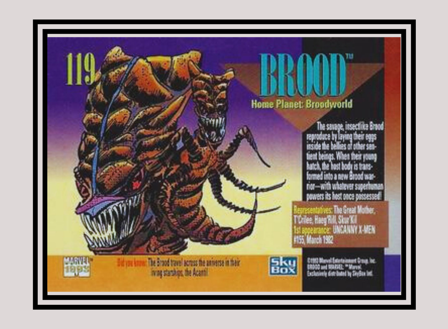 Marvel! 1x Brood - Base (#119 - 1993 Skybox Marvel Universe Series 4)