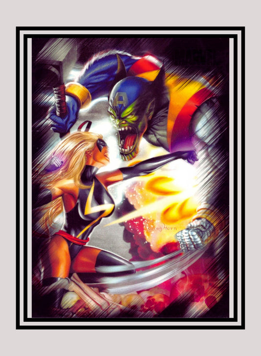 Marvel! 1x Ms. Marvel vs. Skrull - Base (#11 - 2010 Rittenhouse Marvel Heroes & Villains)