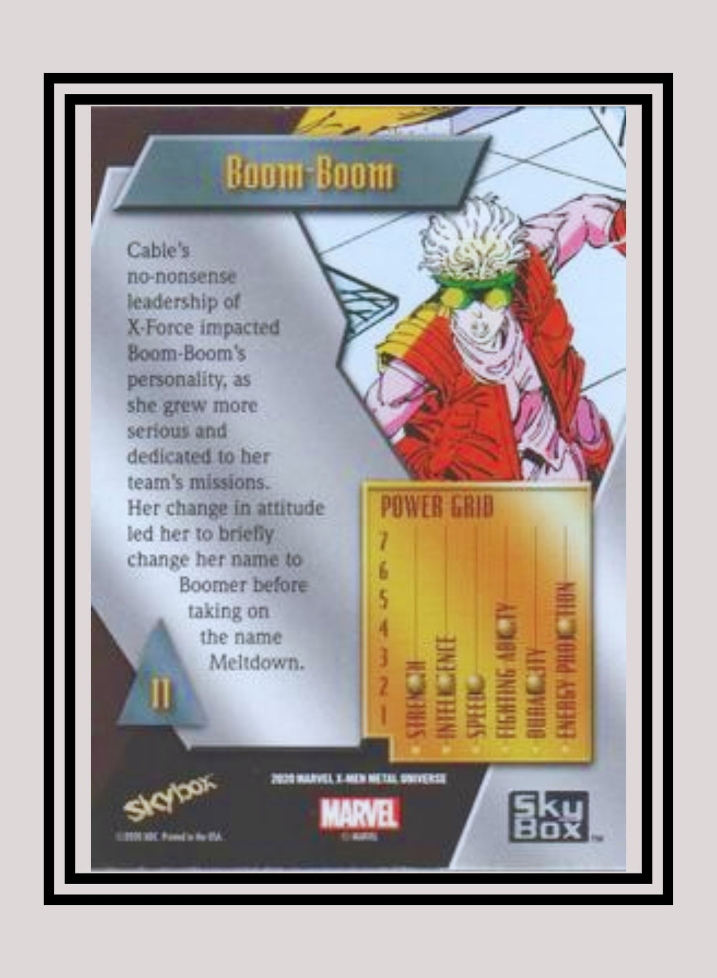 Marvel! 1x BoomBoom - Base Low Series (#011 - 2021 Upper Deck X-Men Metal Universe)