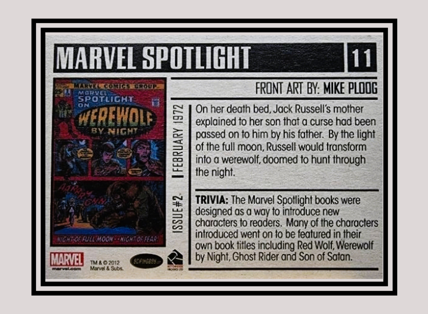Marvel! 1x Marvel Spotlight #2: Werewolf by Night - Base (#11 - 2012 Rittenhouse Marvel Bronze Age)