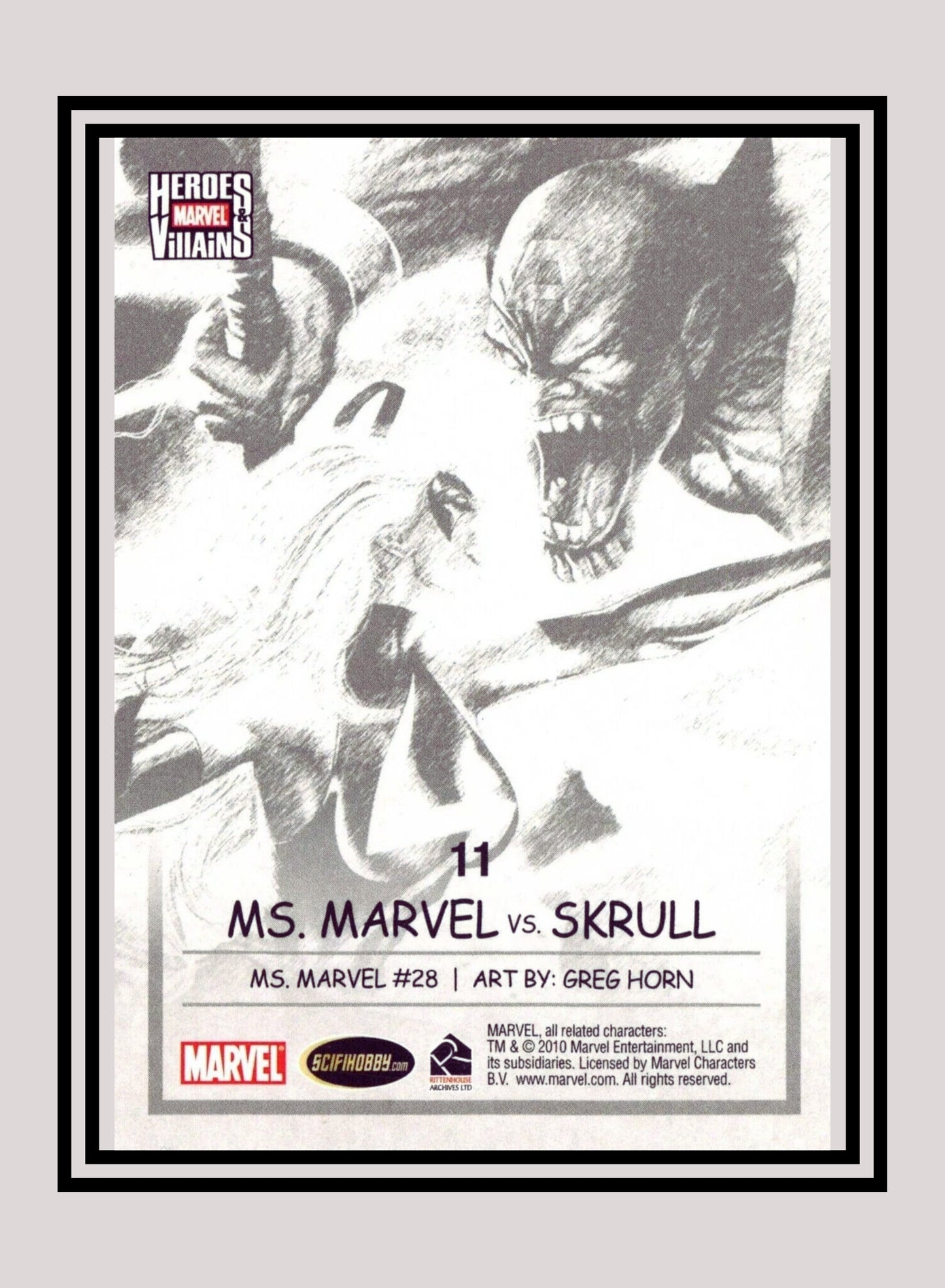 Marvel! 1x Ms. Marvel vs. Skrull - Base (#11 - 2010 Rittenhouse Marvel Heroes & Villains)