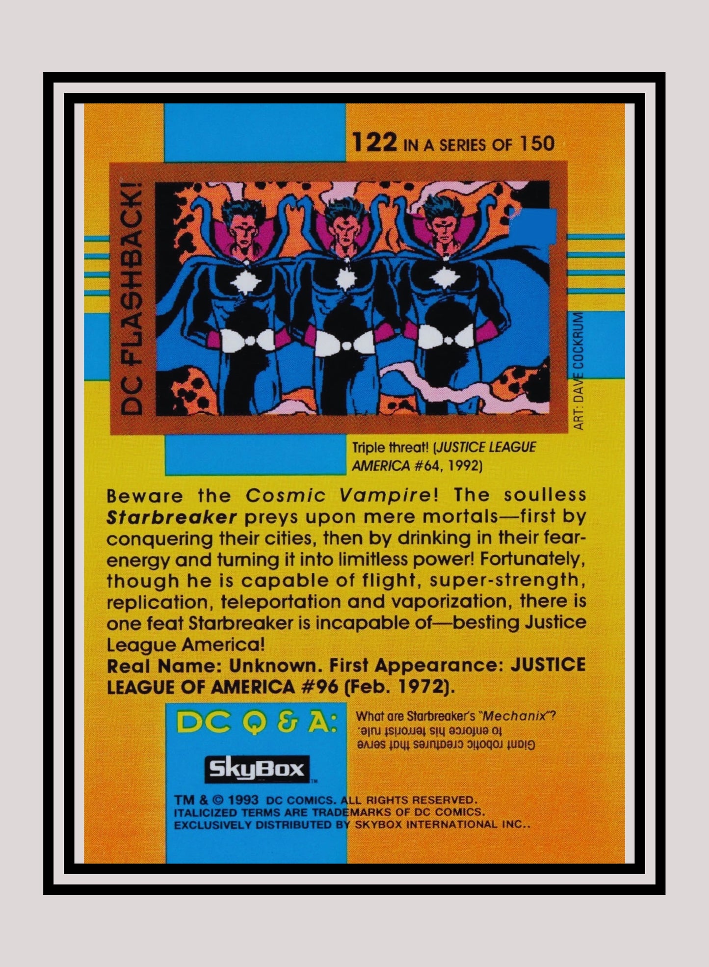 DC! 1x Starbreaker - Base (#122 - 1993 Skybox DC Cosmic Teams)
