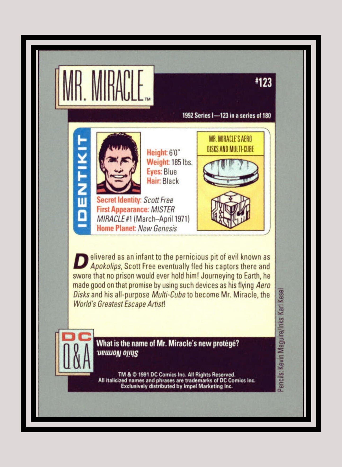 DC! 1x Mr. Miracle - Base (#123 - 1991 Impel DC Cosmic Cards)