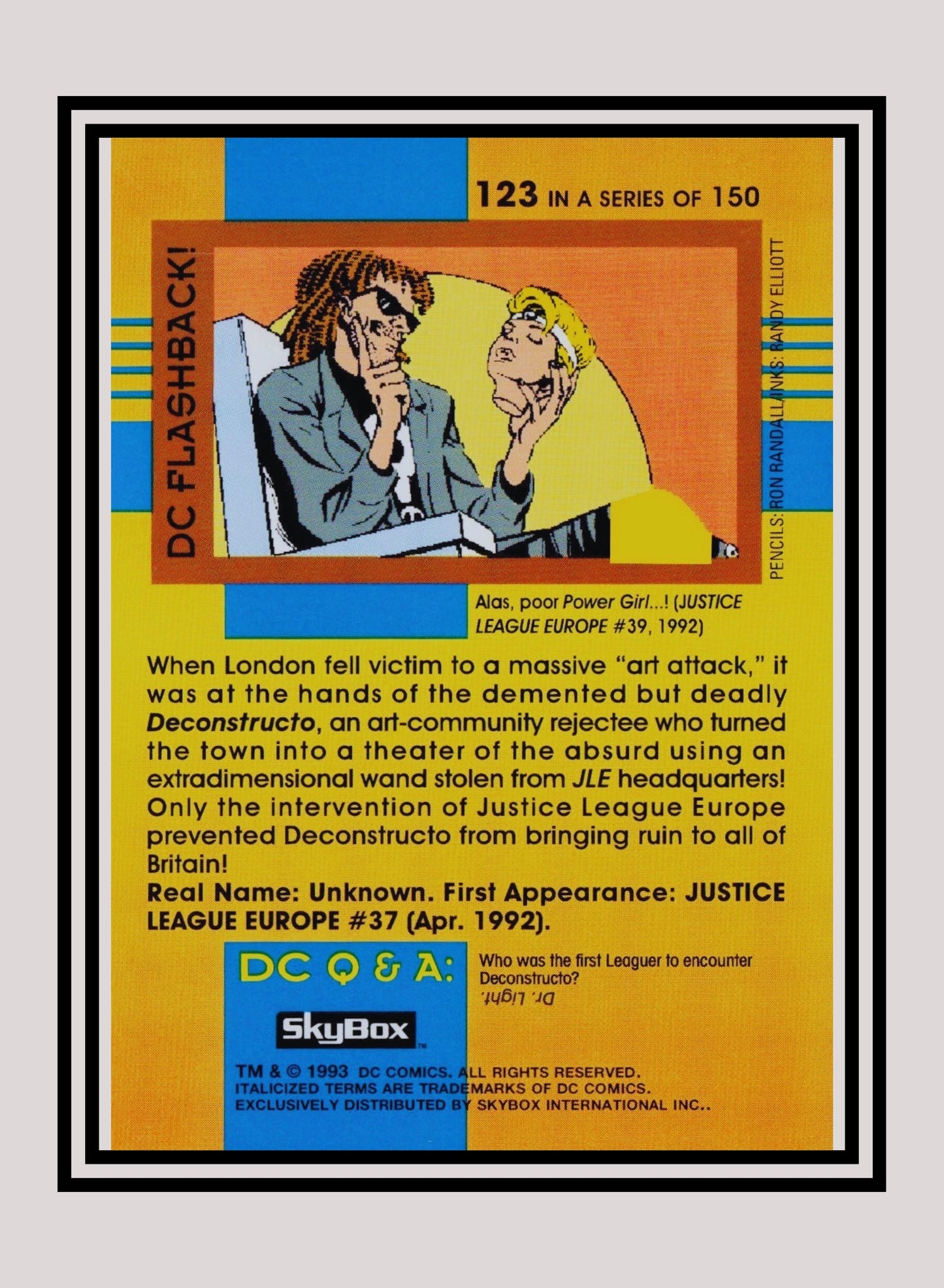 DC! 1x Deconstructo - Base (#123 - 1993 Skybox DC Cosmic Teams)