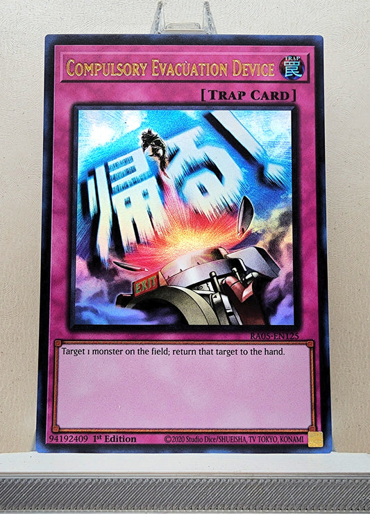 Yugioh! 1x Compulsory Evacuation Device Stamp Artwork (RA05 - Ultra Rare) 1st Edition
