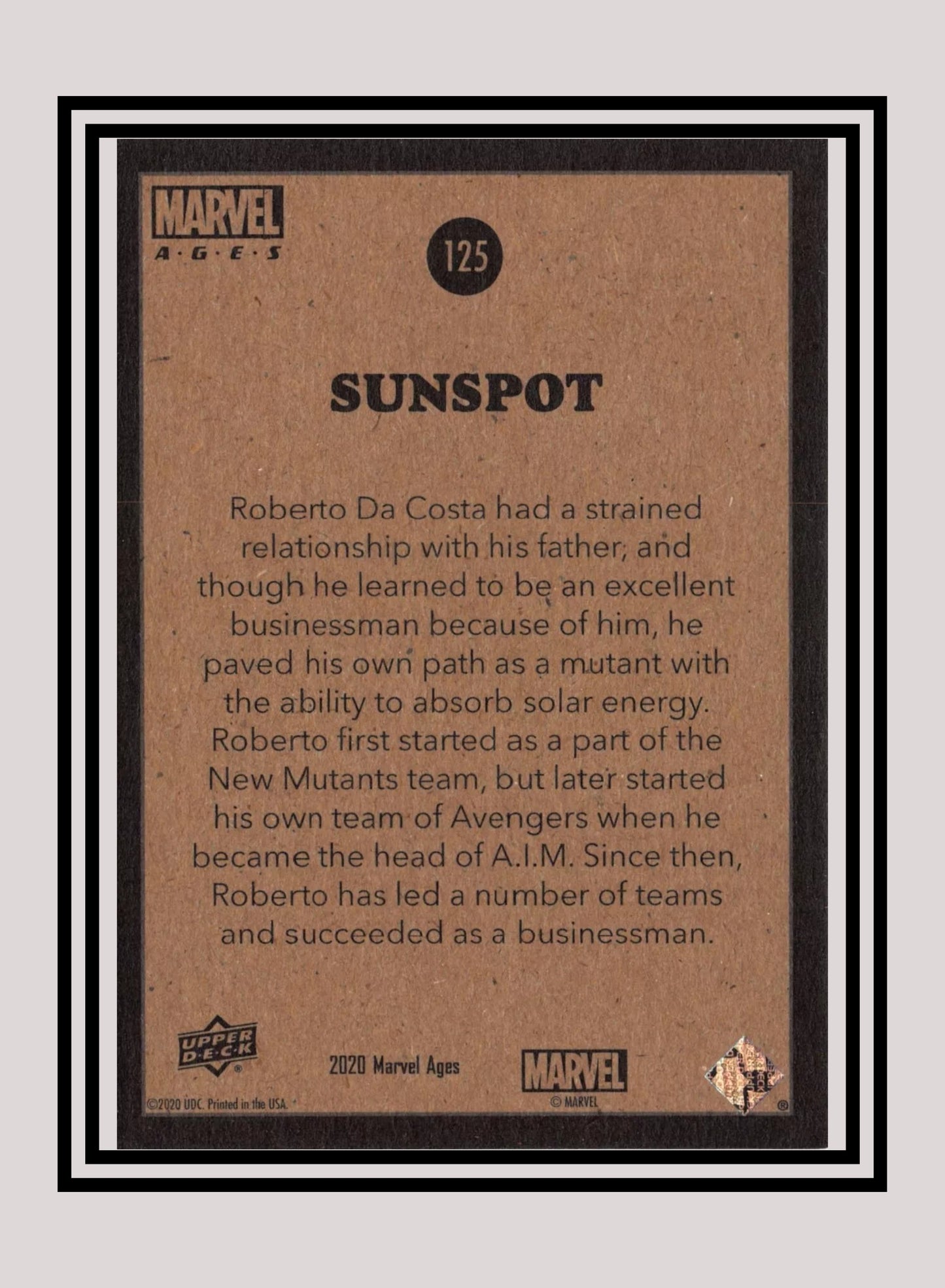 Marvel! 1x Sunspot - Base (#125 - 2020 Upper Deck Marvel Ages)