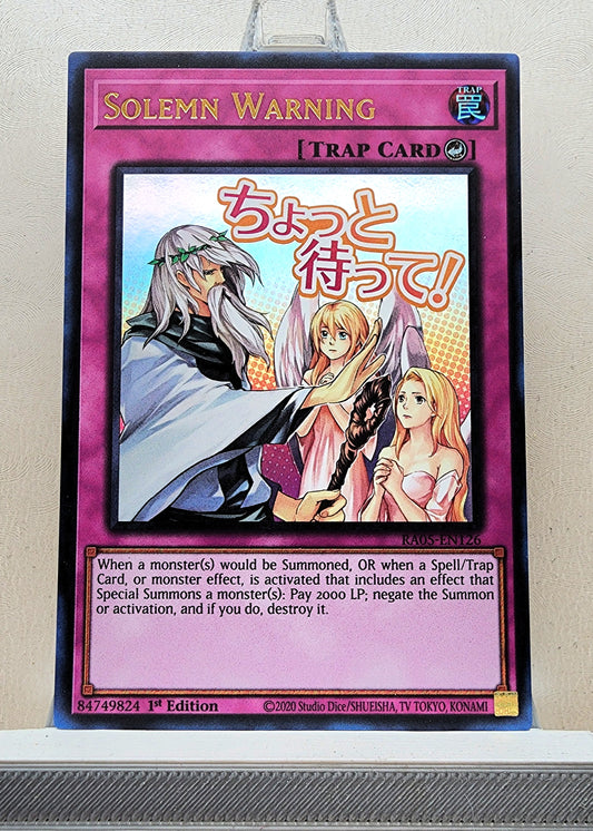 Yugioh! 1x Solemn Warning Stamp Artwork (RA05 - Ultra Rare) 1st Edition