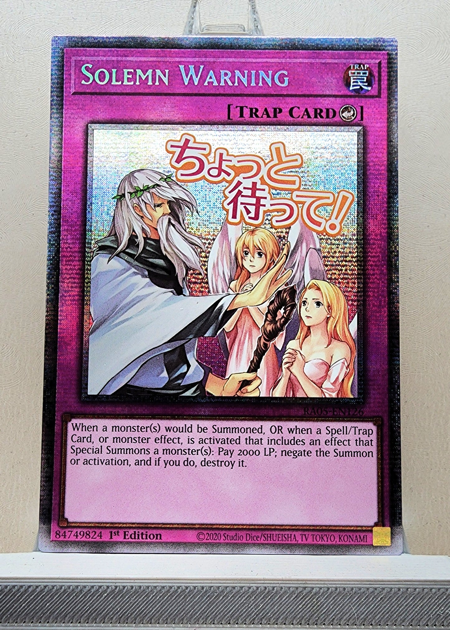 Yugioh! 1x Solemn Warning Stamp Artwork (RA05 - Starlight Rare) 1st Edition