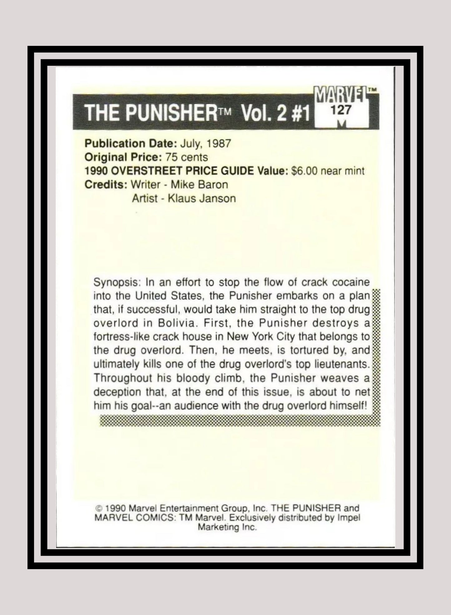 Marvel! 1x Punisher Series II #1 - Base (#127 - 1990 Impel Marvel Universe Series I)