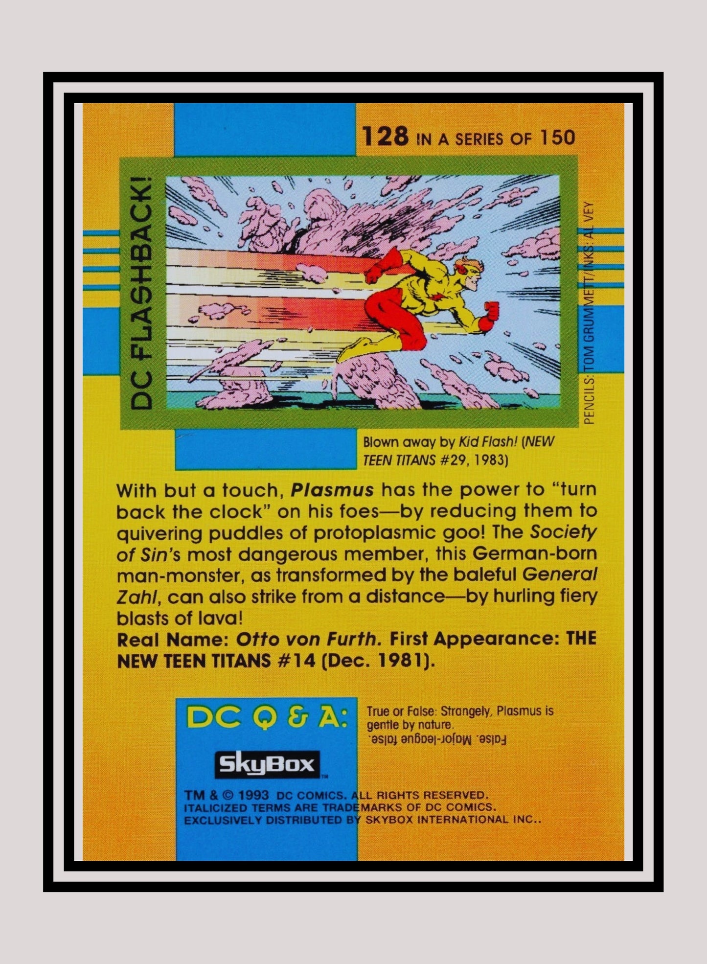 DC! 1x Plasmus - Base (#128 - 1993 Skybox DC Cosmic Teams)