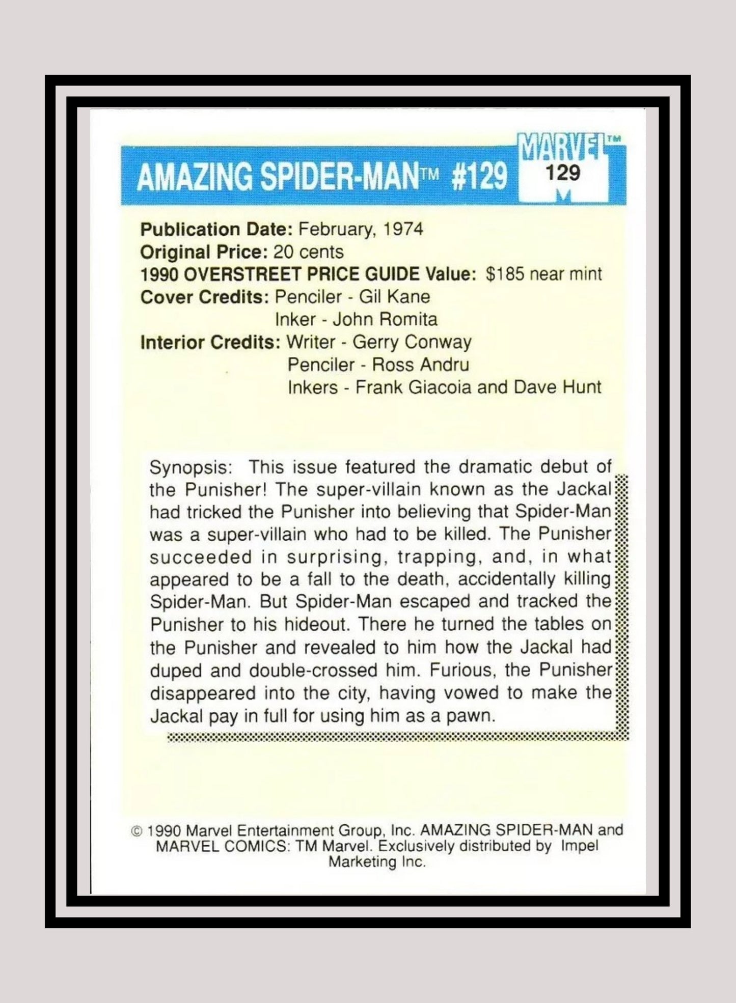 Marvel! 1x Amazing Spider-Man #129 - Base (#129 - 1990 Impel Marvel Universe Series I)