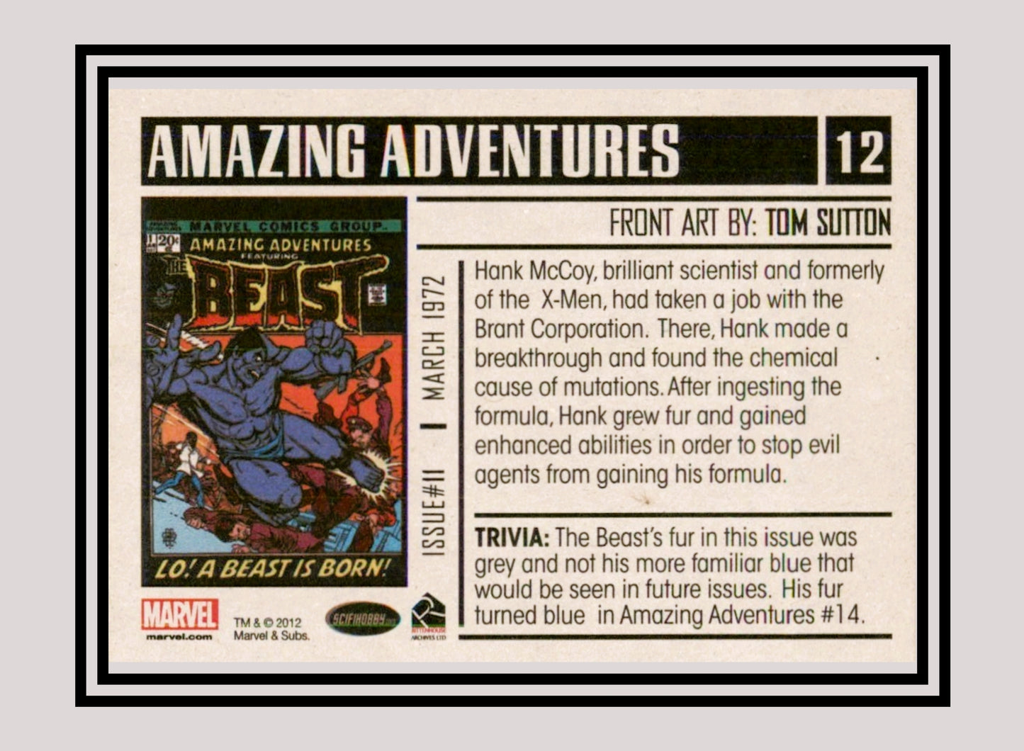 Marvel! 1x Amazing Adventures #11: Beast - Base (#12 - 2012 Rittenhouse Marvel Bronze Age)