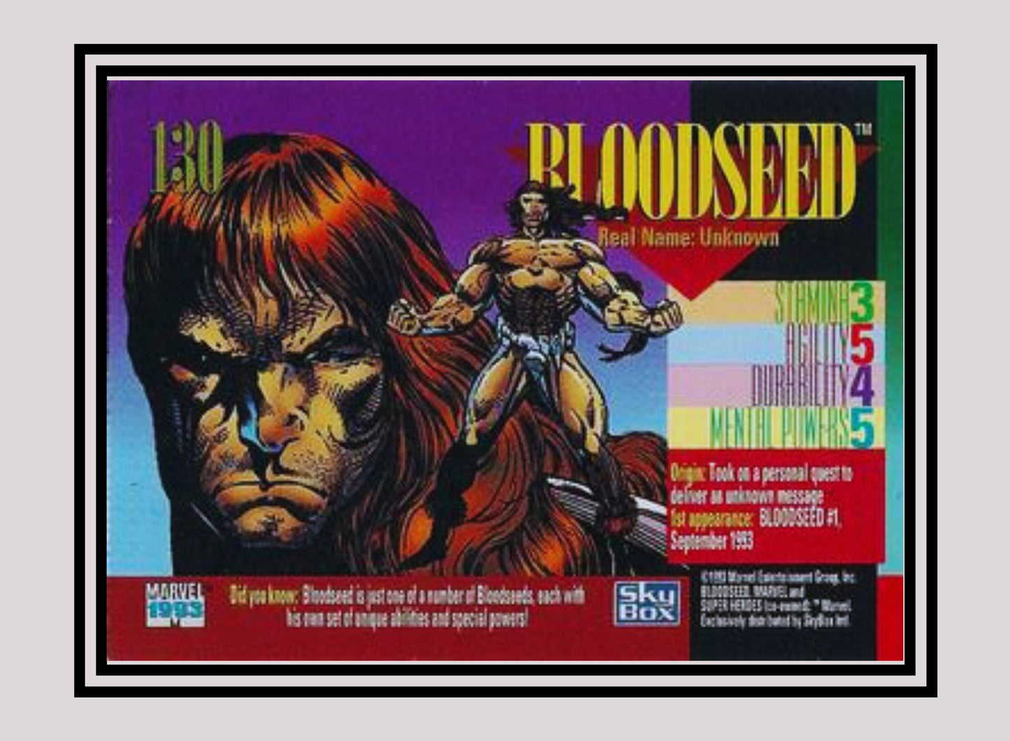 Marvel! 1x Bloodseed - Base (#130 - 1993 Skybox Marvel Universe Series 4)