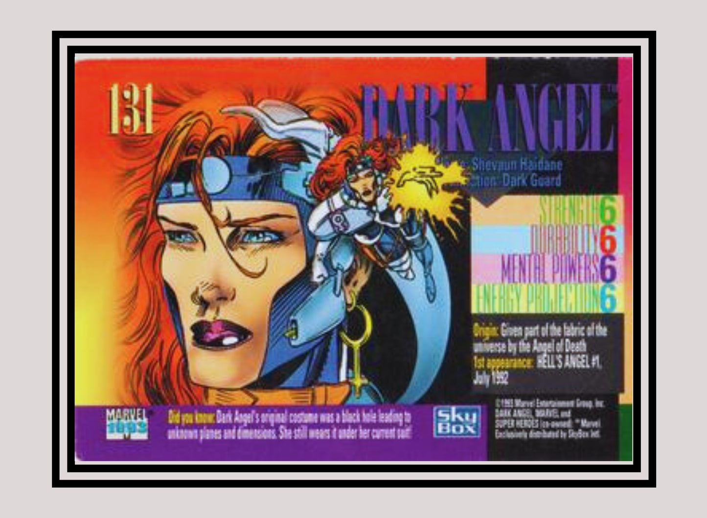 Marvel! 1x Dark Angel - Base (#131 - 1993 Skybox Marvel Universe Series 4)