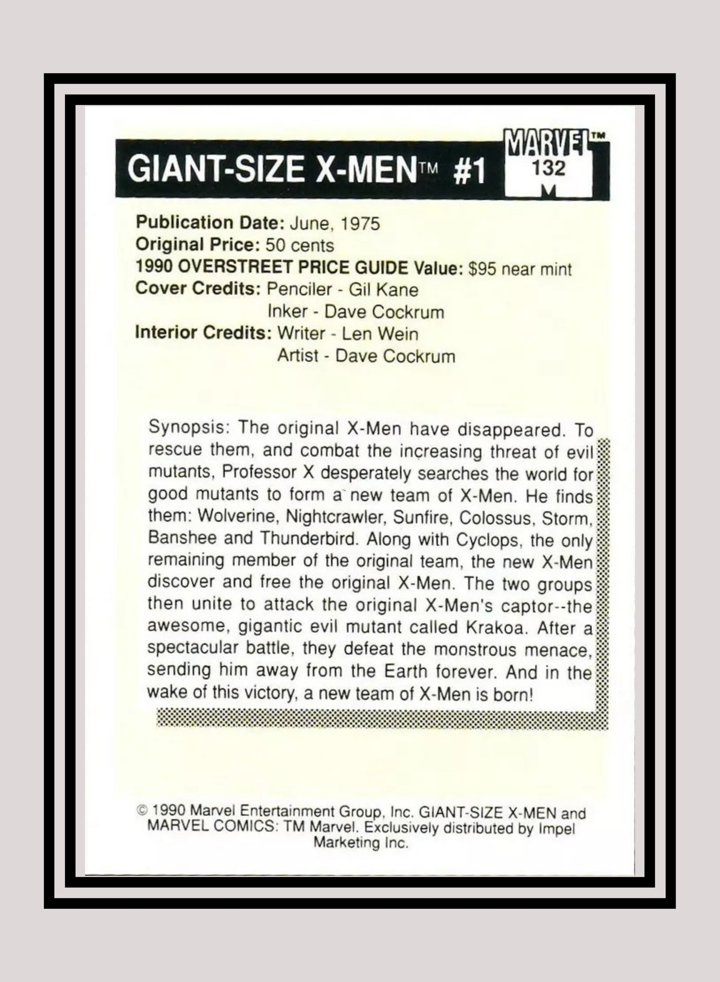 Marvel! 1x Giant-Size X-Men #1 - Base (#132 - 1990 Impel Marvel Universe Series I)