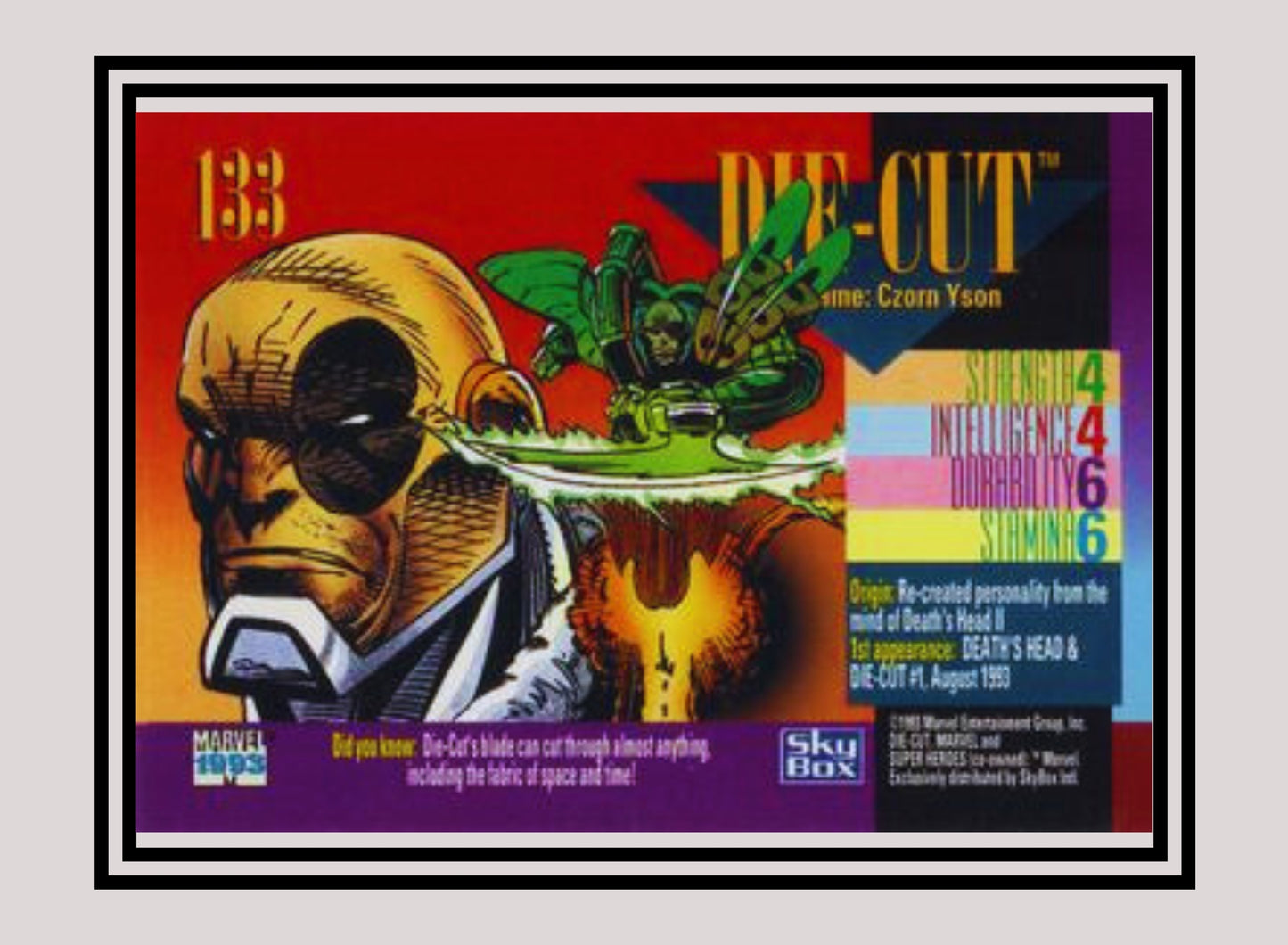 Marvel! 1x Die-Cut - Base (#133 - 1993 Skybox Marvel Universe Series 4)