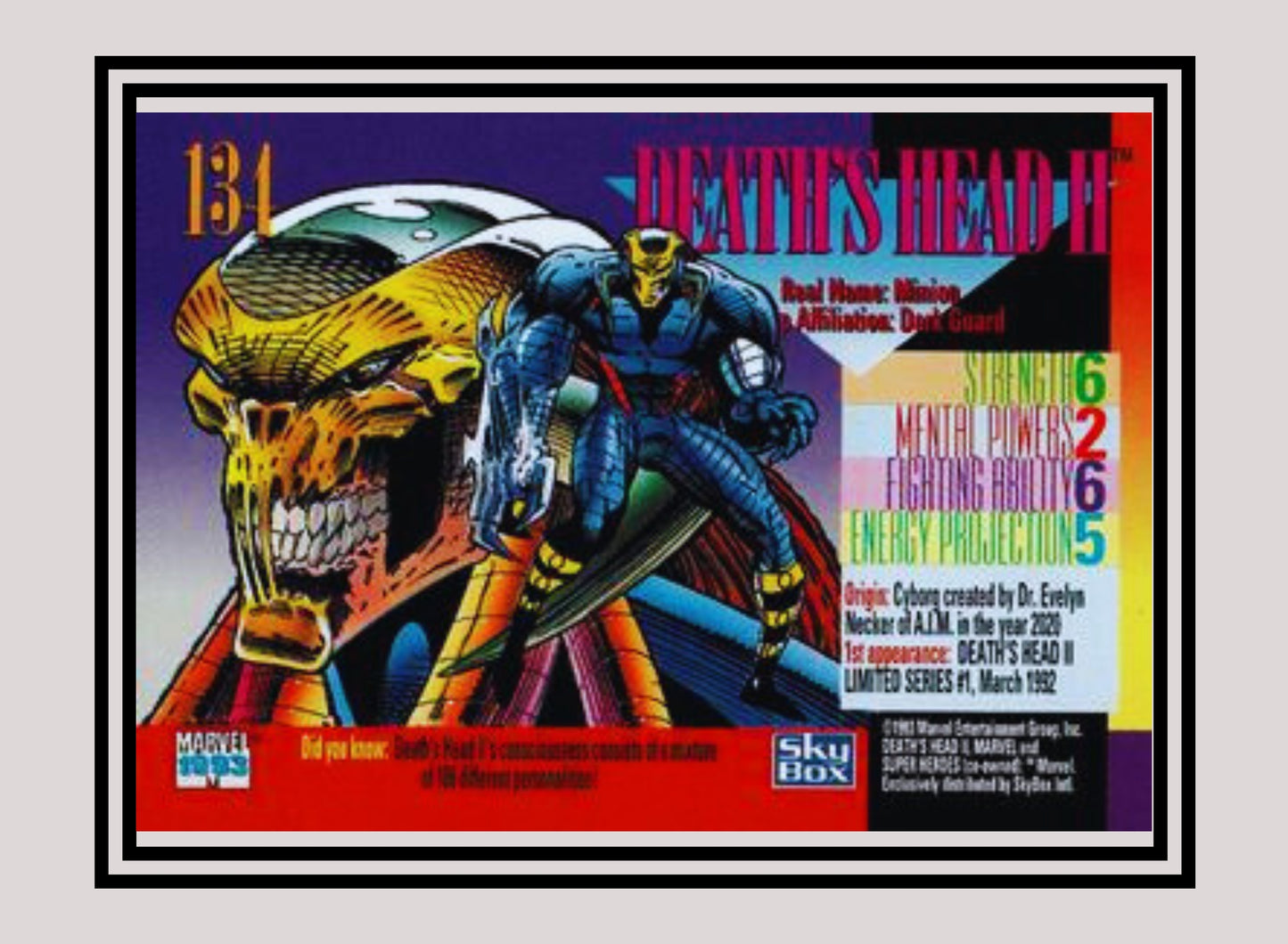 Marvel! 1x Death's Head II - Base (#134 - 1993 Skybox Marvel Universe Series 4)