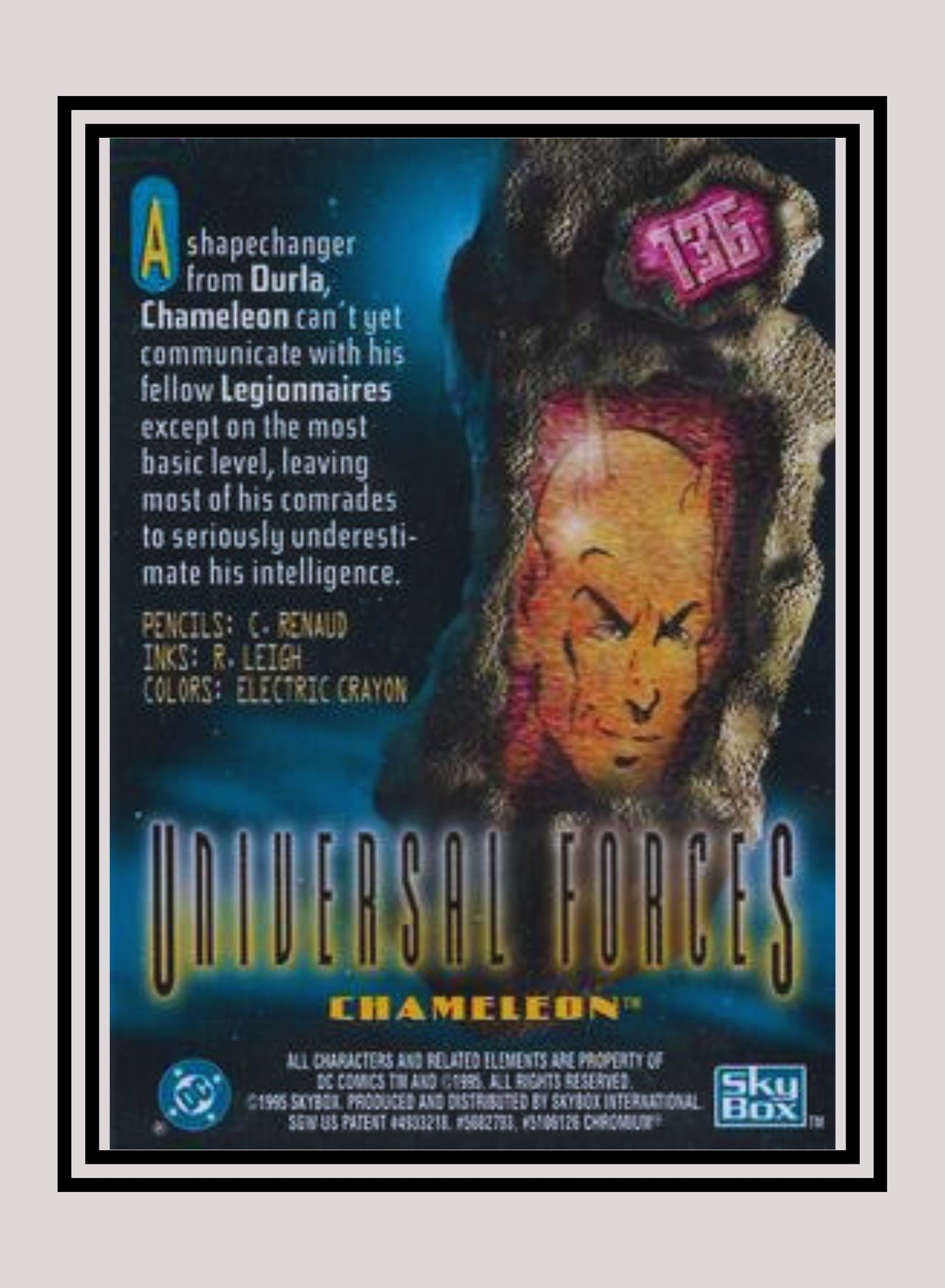 DC! 1x Chameleon - Power Chrome (#136 - 1995 SkyBox DC Power Chrome Legends)