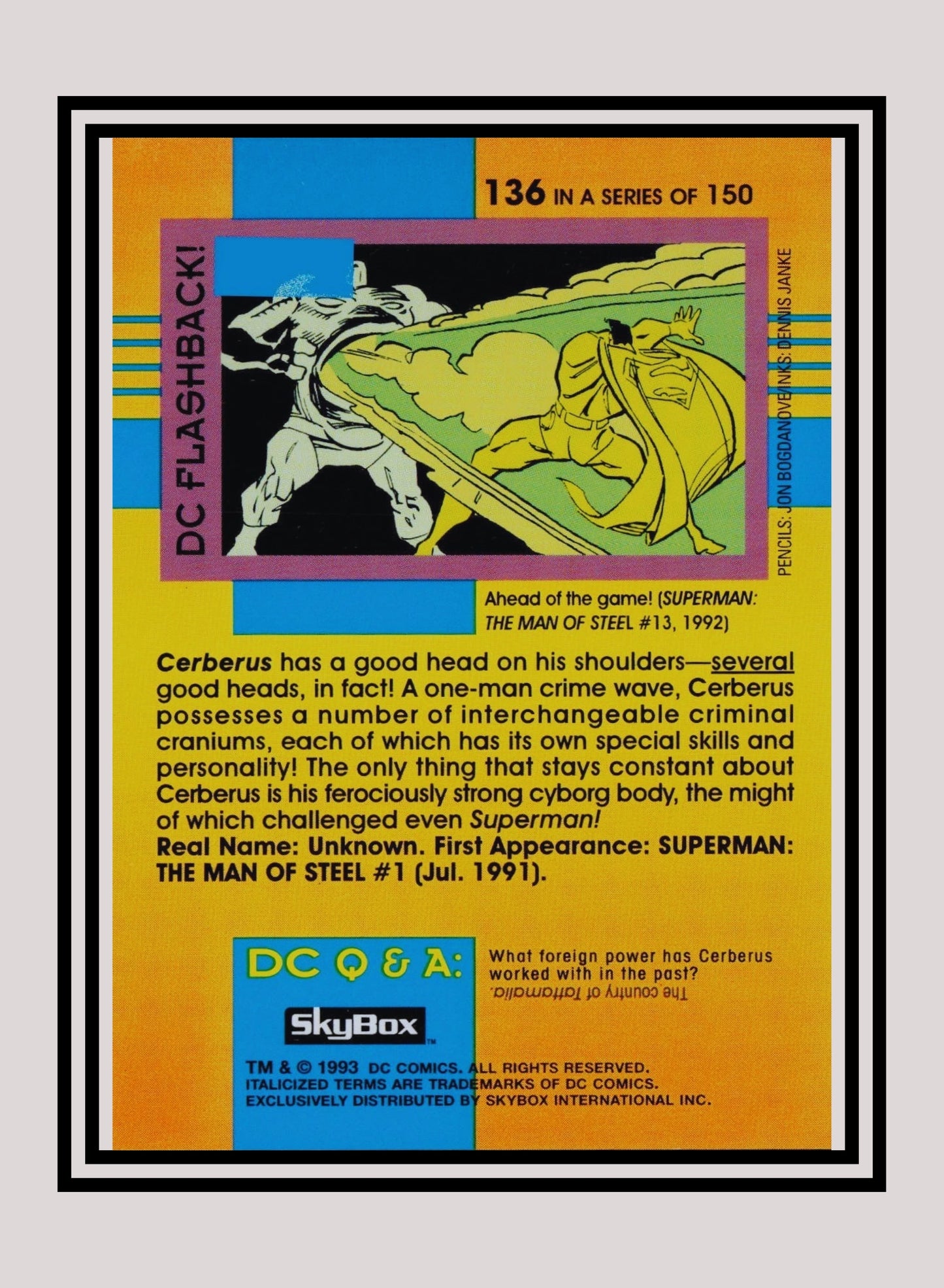 DC! 1x Cerberus - Base (#136 - 1993 Skybox DC Cosmic Teams)