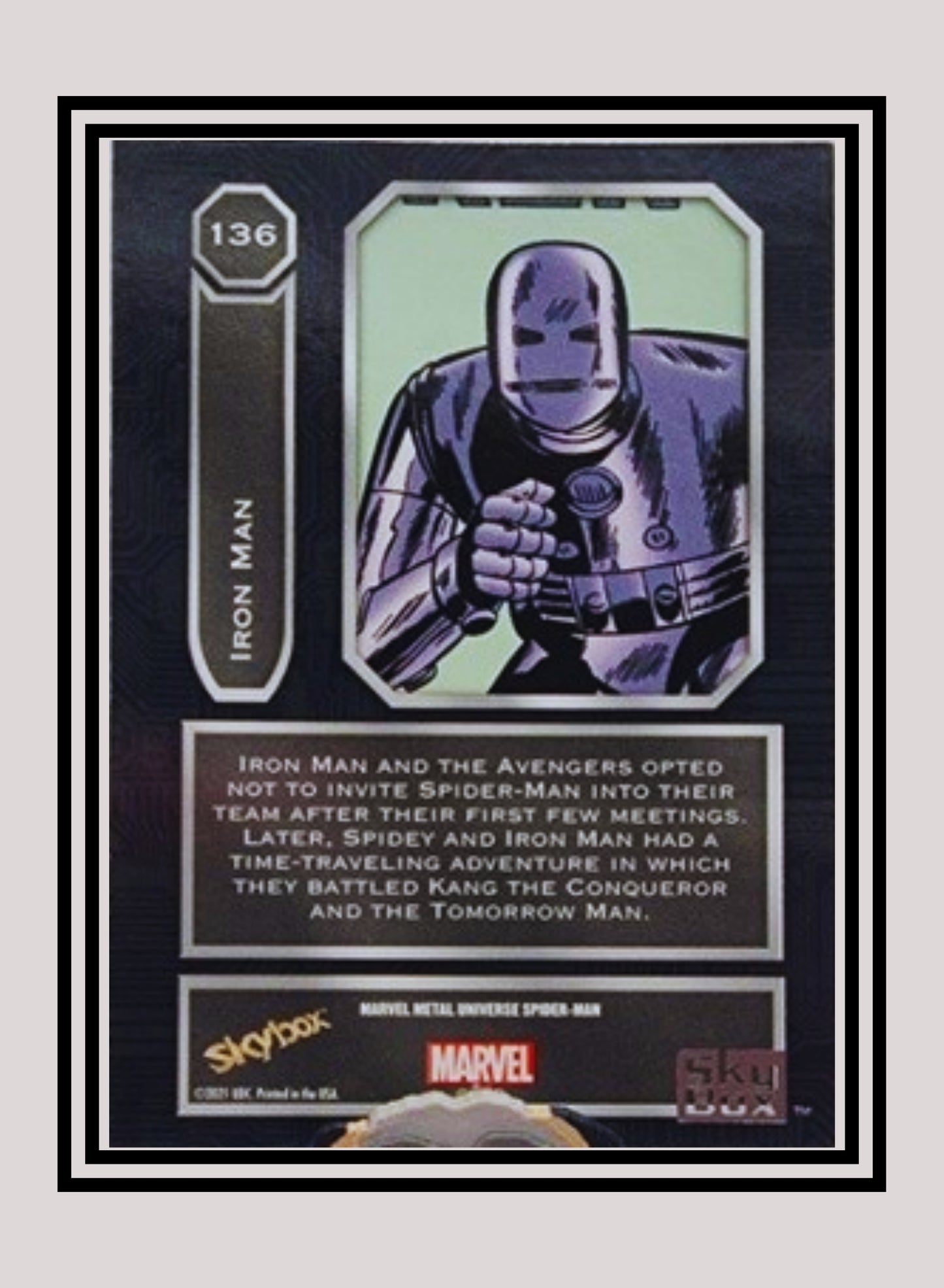 Marvel! 1x Iron Man - Base High Series (#136 - 2021 Upper Deck Spiderman Metal Universe)