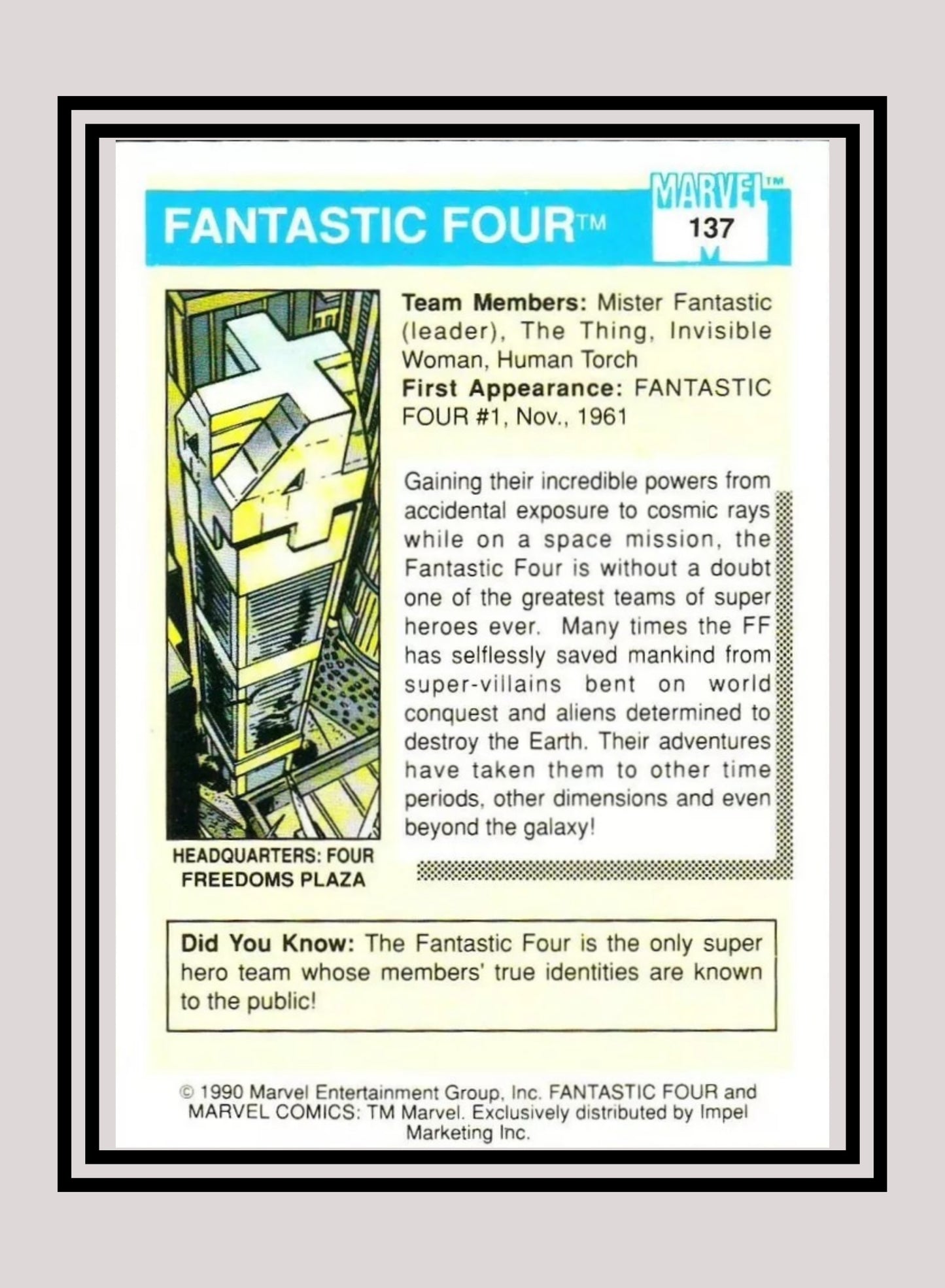 Marvel! 1x Fantastic Four - Base (#137 - 1990 Impel Marvel Universe Series I)