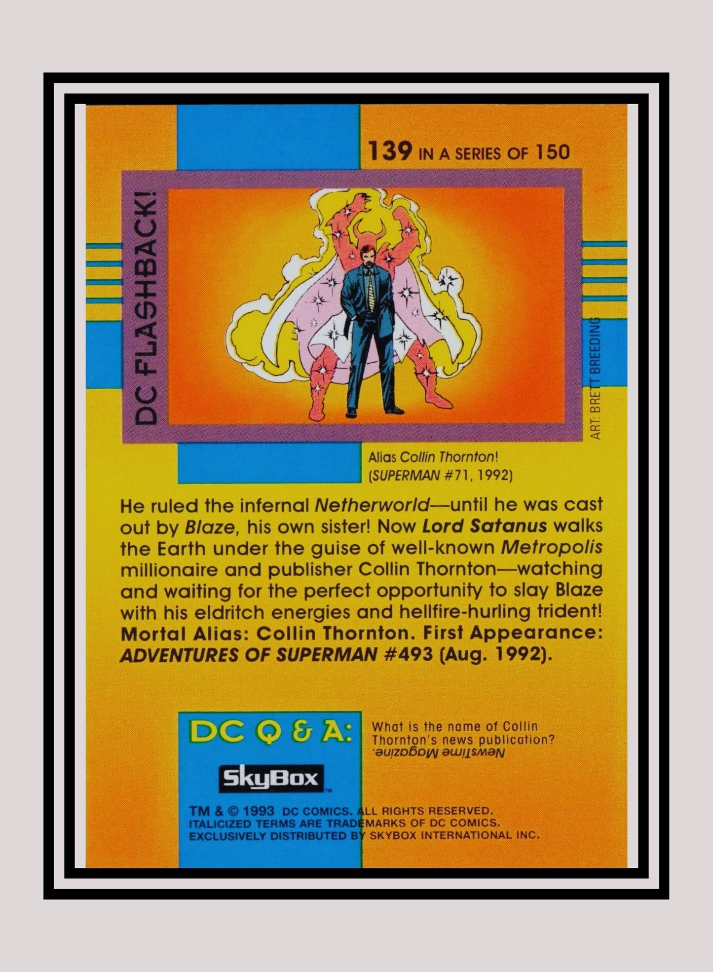 DC! 1x Lord Satanus - Base (#139 - 1993 Skybox DC Cosmic Teams)